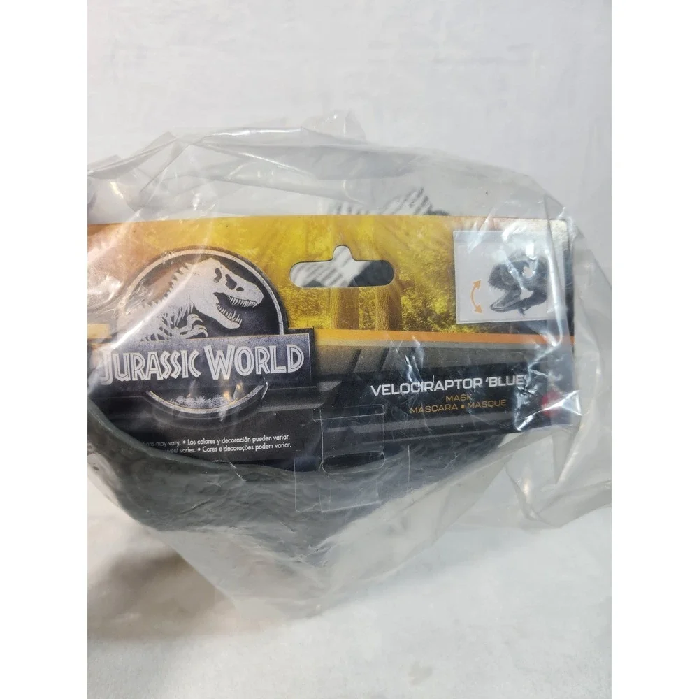 Jurassic Park VELOCIRAPTOR BLUE Dinosaur Dino Mask Raptor Movie World NWT